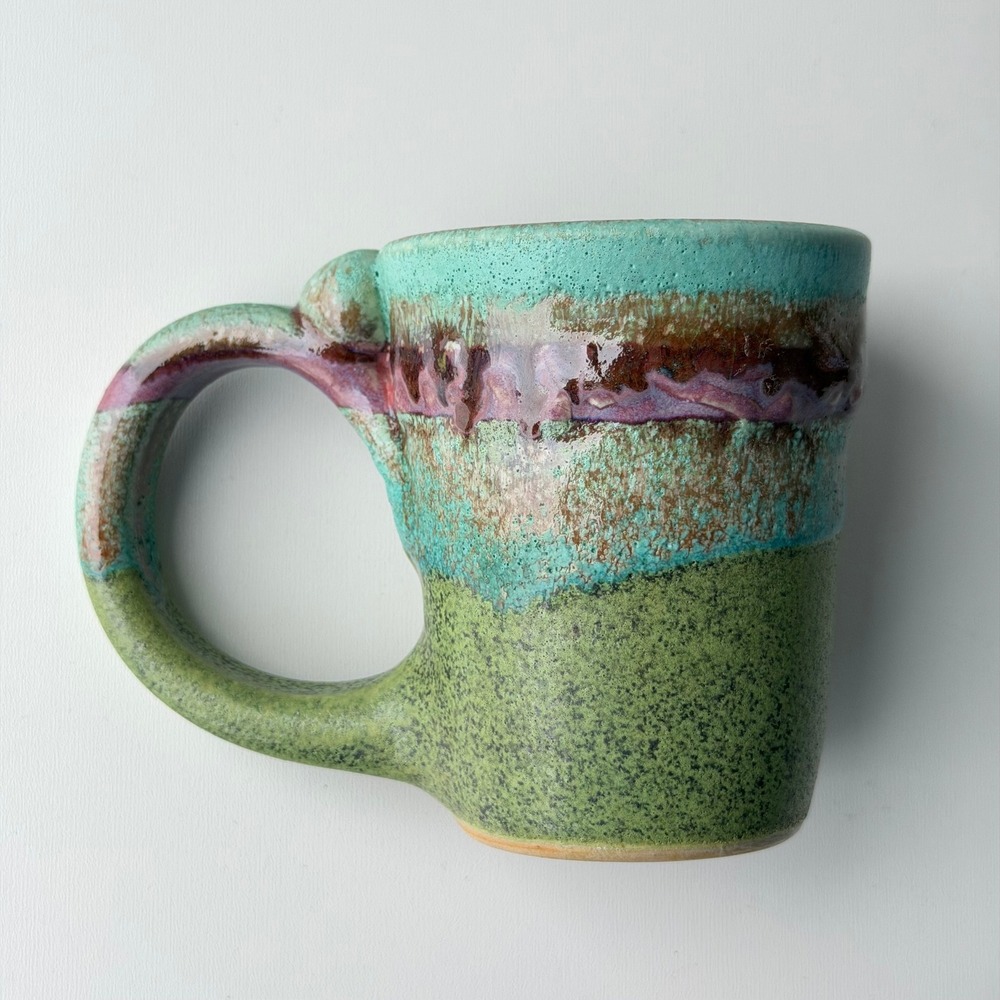Handmade Studio Pottery Coffee Mug Drip Glaze Ceramic Rustic Primitive Cabincore